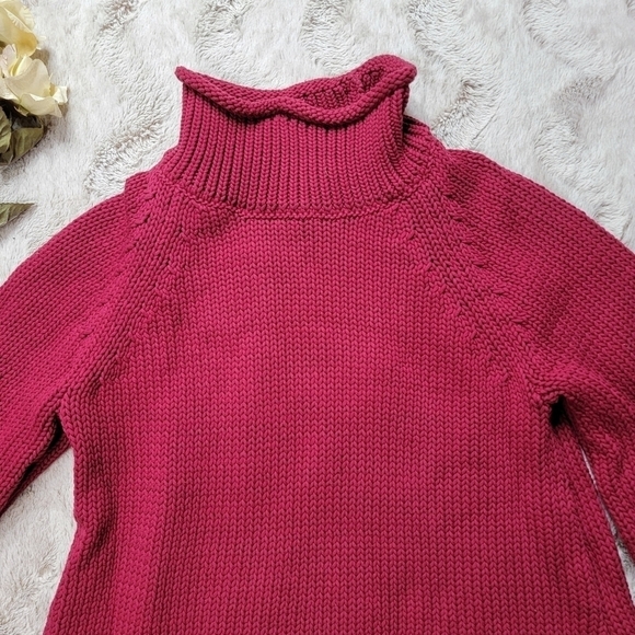 Ann Taylor Loft Fuchsia Pink Half Sleeve Chunky Knit Mock Neck Sweater Sz XS - Picture 3 of 13